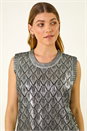Black Metallic Knit Vest, Image 4 of 6