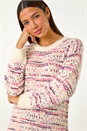Pink Boucle Fringe Hem Tunic Jumper, Image 4 of 5