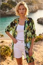 Green Floral Longline Button Up Blouse, Image 1 of 4