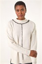 Ivory Funnel Neck Seam Detail Jumper, Image 1 of 5