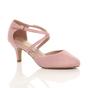 Light Pink AJVANI Light Pink Mid Heel Crossed Straps Court Shoes, Image 1 of 6