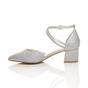 Silver Mid Block Heel Crossed Straps Pointed Toe 2 Part Heels, Image 3 of 6