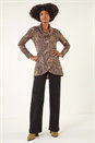 Taupe Paisley Print Cowl Neck Stretch Top, Image 2 of 5