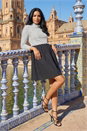 Black Stripe Print High Neck Smock Dress, Image 4 of 4