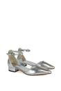 Silver 'Jenny' Low Heel Flat Pointed Toe Ankle Strap Court Shoes, Image 3 of 5