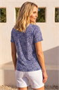 Navy  Classic Abstract Animal Print Gather Top, Image 3 of 4