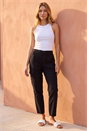 Black Casual Elastic Waist Cargo Stretch Trousers, Image 2 of 4