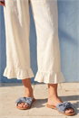 Ivory  Petite Cropped Frill Hem Trouser, Image 4 of 4