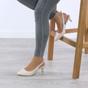 Natural Mid Heel Slingback Pointed Toe Court Shoes, Image 5 of 6