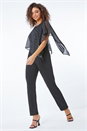Black Petite Sparkle Chiffon Overlay Jumpsuit, Image 1 of 5