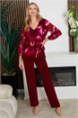Wine Julianna Printed Stretch Top, Image 4 of 5