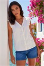 Ivory Linen Blend Frill Sleeve Vest, Image 1 of 4