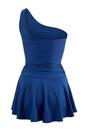 Navy WOVCOR Navy Asymmetric One Shoulder Ruched Swimsuit with Skort Detail, Image 3 of 3