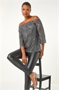 Silver Sequin Detail Bardot Top, Image 1 of 5