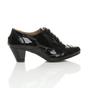 Black Mid Cuban Heel Brogue Ankle Shoe Boots, Image 2 of 6