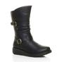 Black Low Wedge Heel Comfort Calf Biker Boots, Image 1 of 6