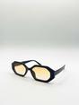 Black Oval Geomentric Sunglasses in Black Orange, Image 4 of 6