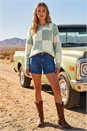 Mint Patchwork Cable Knit Jumper, Image 2 of 4