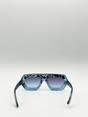 Blue Cross-Border Flat Sunglasses in Blue Leopard, Image 7 of 7