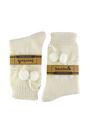 Cream 1 Pack Ladies Warm Alpaca Wool Pom Pom Bed Socks, Image 2 of 5