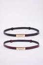 Multi WOVCOR Multi Double Pack Gold Rectangular Clasp Slim Faux Leather Belt, Image 2 of 4