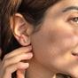 Green Tiny Emerald May Birthstone Climber Stud Earrings, Image 3 of 4