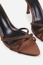 Chocolate Audra Cross Over Strap With Gem Detail Heels, Image 3 of 3