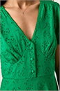 Green Broderie Cotton Stretch Jersey Frill Dress, Image 5 of 5
