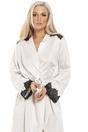 Cream Satin Long Wrap With Floral Lace Detailing, Image 2 of 4