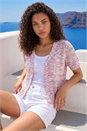 Pink Petite Space Dye Knit Cardigan, Image 2 of 4
