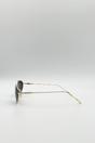 Black Metal Oval Cat Eye Sunglasses In Black, Image 4 of 5