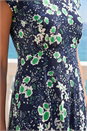 Green Floral Print Midi Tea Dress, Image 4 of 4