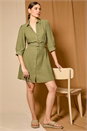 Khaki Short Belted Shirt Dress, Image 7 of 7