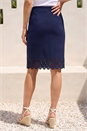 Navy  Lasercut Hem Pencil Skirt, Image 3 of 4