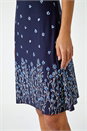 Navy  Border Print Floral Dress, Image 5 of 5