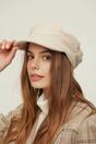 Beige WOVCOR Beige Brushed Wool Blend Baker Boy Cap Hat, Image 1 of 3