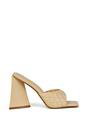 Beige XY LONDON Beige 'Maylin' Quilted Square Toe Sculptured Flared High Heels, Image 1 of 5