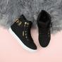 Black Gold Chain Lace Up Trainers Hi Tops, Image 4 of 6