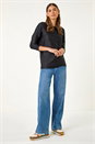 Black Wave Textured Stretch Top, Image 2 of 5