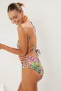 Multi Tropical Print Halterneck Fitted Swimsuit with Square Neck, Image 2 of 4