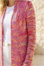 Cerise Pointelle Longline Cardigan, Image 4 of 4