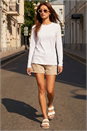 White Long Sleeve Jersey Top, Image 2 of 4