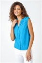 Teal Sleeveless Embroidered Cotton Blouse, Image 4 of 5