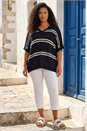 Black Curve Stripe V-Neck Knit Jumper, Image 1 of 4