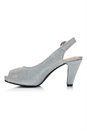 Silver Glitter Peep Toe Heels, Image 2 of 5