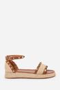 Tan 'Katara' Studded Gladiator Braided Strap, Image 2 of 5