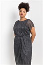 Silver Curve Metallic Plisse Midi Dress, Image 1 of 4