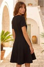 Black Panel Flared Stretch Dress, Image 2 of 4