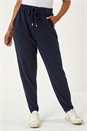 Navy  Petite Ribbed Jogger Trouser, Image 4 of 5