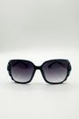 Black Round Square Side Detail Sunglasses In Black, Image 2 of 4